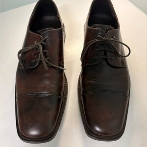Johnston & Murphy Men's Dark Brown Leather Cap-Toe Derby Shoes